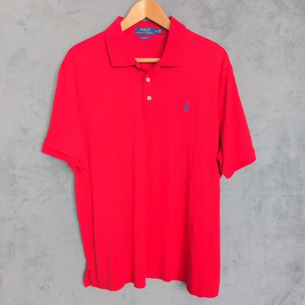 Lot Of 2 Polo Ralph Lauren Polo Shirts Men's XL Black Red Classic Fit Preppy